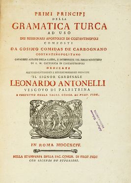  De Carbognano Comidas Cosimo : Primi principj della grammatica turca ad uso dei  [..]