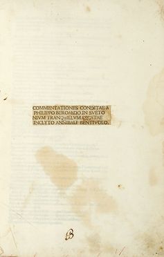  Suetonius Tranquillus Gaius : Commentationes conditae a Philippo Beroaldo in Svetonium  [..]