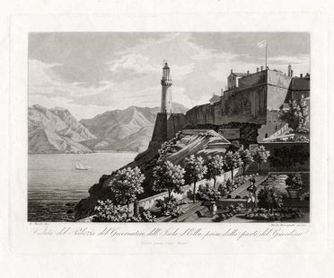  Paolo Fumagalli  (Firenze,, 1797 - 1873), Friedrich Wilhelm Moritz  (Herborn,, 1783 - Neuchtel,, 1855) : Veduta del Palazzo del Governatore dell?Isola d?Elba presa dalla parte del Giardino / Veduta del Palazzo del Governatore dell?Isola d?Elba.  - Auction Books, autographs & manuscripts - Libreria Antiquaria Gonnelli - Casa d'Aste - Gonnelli Casa d'Aste