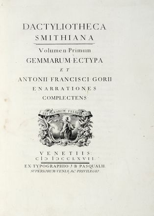  Gori Antonio Francesco : Dactyliotheca Smithiana. Volumen primum gemmarum ectypa...  [..]