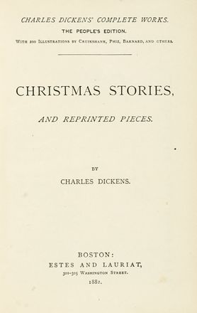  Dickens Charles : Complete Works, The People's edition with 200 illustrations by Cruikshank, Phiz, Barnard, and others.  - Asta Libri, autografi e manoscritti - Libreria Antiquaria Gonnelli - Casa d'Aste - Gonnelli Casa d'Aste