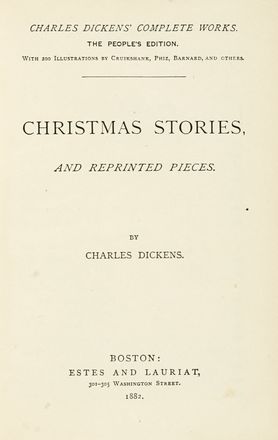  Dickens Charles : Complete Works, The People's edition with 200 illustrations by Cruikshank, Phiz, Barnard, and others.  - Asta Libri, autografi e manoscritti - Libreria Antiquaria Gonnelli - Casa d'Aste - Gonnelli Casa d'Aste