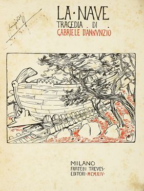  D'Annunzio Gabriele : Per la coppa del Benco. Agli aviatori navali.  Guido Marussig  (Trieste, 1885 - Gorizia, 1972)  - Asta Libri, autografi e manoscritti - Libreria Antiquaria Gonnelli - Casa d'Aste - Gonnelli Casa d'Aste