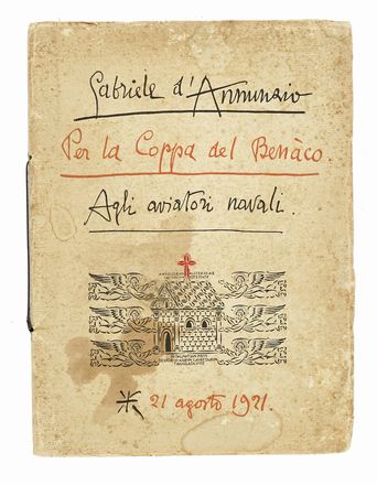  D'Annunzio Gabriele : Per la coppa del Benco. Agli aviatori navali.  Guido Marussig  (Trieste, 1885 - Gorizia, 1972)  - Auction Books, autographs & manuscripts - Libreria Antiquaria Gonnelli - Casa d'Aste - Gonnelli Casa d'Aste