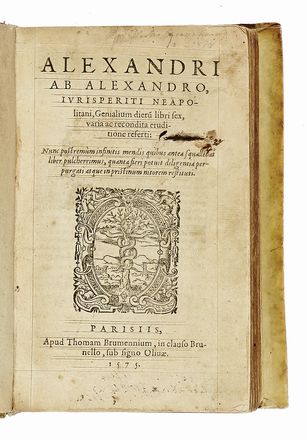  Alessandri Alessandro : Genialium dierum libri sex,varia ac recondita eruditione referti... Letteratura classica, Storia, Legatura, Letteratura, Storia, Diritto e Politica, Collezionismo e Bibliografia  - Auction Books, autographs & manuscripts - Libreria Antiquaria Gonnelli - Casa d'Aste - Gonnelli Casa d'Aste