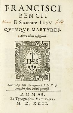  Benci Francesco : Quinque martyres.  - Asta Libri, autografi e manoscritti - Libreria Antiquaria Gonnelli - Casa d'Aste - Gonnelli Casa d'Aste
