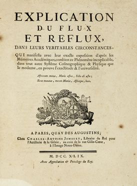  Brancas Villeneuve Andre Francois (de) : Explication du flux et reflux. Scienze tecniche e matematiche  - Auction Books, autographs & manuscripts - Libreria Antiquaria Gonnelli - Casa d'Aste - Gonnelli Casa d'Aste