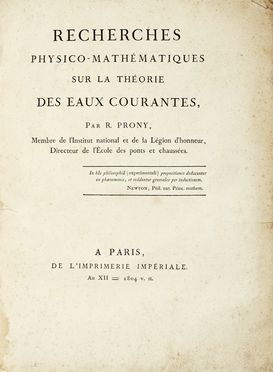  Prony Prony Gaspard Clair Francois Marie Riche de : Recherches physico-mathématiques  [..]