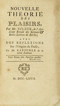  Sulzer Johann Georg : Nouvelle thorie des plaisirs. Letteratura, Scienze tecniche  [..]