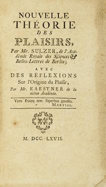  Sulzer Johann Georg : Nouvelle thorie des plaisirs. Letteratura, Scienze tecniche e matematiche  - Auction Books, autographs & manuscripts - Libreria Antiquaria Gonnelli - Casa d'Aste - Gonnelli Casa d'Aste