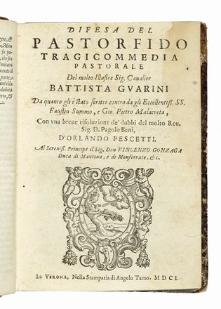  Guarini Battista Battista : Compendio della poesia tragicomica. Letteratura italiana, Letteratura  Orlando Pescetti, Paolo Beni  - Auction Books, autographs & manuscripts - Libreria Antiquaria Gonnelli - Casa d'Aste - Gonnelli Casa d'Aste