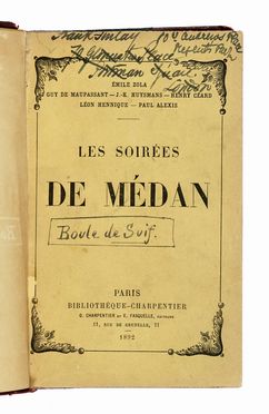  Zola Émile : Dedica autografa su libro Les Soirées de Médan.  - Asta Libri, autografi e manoscritti - Libreria Antiquaria Gonnelli - Casa d'Aste - Gonnelli Casa d'Aste