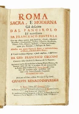  Panciroli Ottavio : Roma sacra, e moderna già descritta dal Pancirolo ed accresciuta  [..]