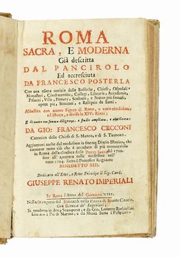  Panciroli Ottavio : Roma sacra, e moderna gi descritta dal Pancirolo ed accresciuta  [..]