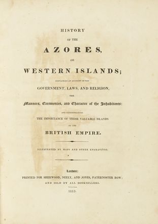  Boid Edward : A Description of the Azores, or Western Islands. Geografia e viaggi  [..]