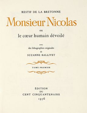  Restif de La Bretonne Nicolas Edme : Monsieur Nicolas ou le coeur humain dévoilé  [..]