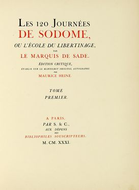  Sade Donatien Alphonse Franois : Les 120 journes de Sodome ou L'cole du libertinage  [..]