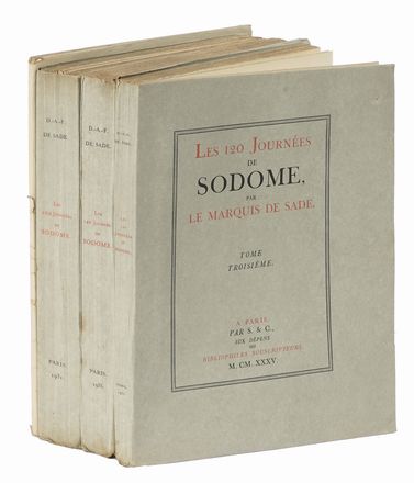  Sade Donatien Alphonse Franois : Les 120 journes de Sodome ou L'cole du libertinage [...]. Edition critique, tablie sur le manuscrit original autographe par Maurice Heine. Tome premier (-troisime).  Maurice Heine, Andr Collot  - Asta Libri, autografi e manoscritti - Libreria Antiquaria Gonnelli - Casa d'Aste - Gonnelli Casa d'Aste