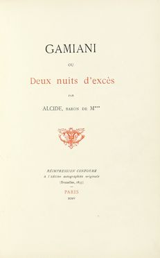  Denon Dominique Vivant : Point de Lendemain ou la nuit marveilleuse... Erotica  Alfred De Musset  - Auction Books, autographs & manuscripts - Libreria Antiquaria Gonnelli - Casa d'Aste - Gonnelli Casa d'Aste