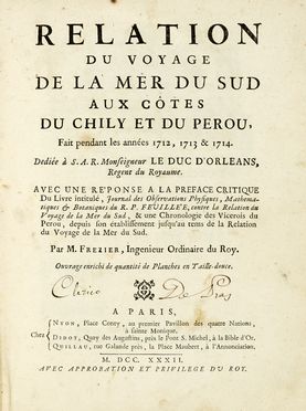  Frezier Amedee Francois : Relation du voyage de la mer du Sud...  - Asta Libri, autografi e manoscritti - Libreria Antiquaria Gonnelli - Casa d'Aste - Gonnelli Casa d'Aste