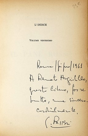  Soffici Ardengo : Firma autografa su libro Giornale di bordo (Firenze, Vallecchi 1951, esemplare n. 719). Letteratura italiana, Letteratura  - Auction Autografi e Manoscritti [ASTA A TEMPO - PARTE I] - Libreria Antiquaria Gonnelli - Casa d'Aste - Gonnelli Casa d'Aste
