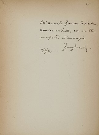  Soffici Ardengo : Firma autografa su libro Giornale di bordo (Firenze, Vallecchi 1951, esemplare n. 719). Letteratura italiana, Letteratura  - Auction Autografi e Manoscritti [ASTA A TEMPO - PARTE I] - Libreria Antiquaria Gonnelli - Casa d'Aste - Gonnelli Casa d'Aste