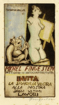  Michel Fingesten  (Buczkowitz, 1883 - Cerisano, 1943) : Lotto composto di 2 ex libris.  - Auction Ancient, modern and contemporary art - Libreria Antiquaria Gonnelli - Casa d'Aste - Gonnelli Casa d'Aste