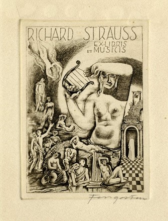  Michel Fingesten  (Buczkowitz, 1883 - Cerisano, 1943) : Lotto composto di 3 ex libris.  - Auction Ancient, modern and contemporary art - Libreria Antiquaria Gonnelli - Casa d'Aste - Gonnelli Casa d'Aste