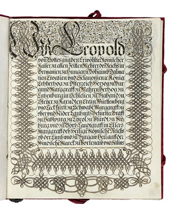  d'Asburgo Leopoldo I : Conferimento di stemma e titolo nobiliare con firma autografa dell'imperatore Leopoldo I. Storia, Storia, Diritto e Politica  - Auction Autographs and manuscripts, Futurism, Modern editions and Art books [I PART] - Libreria Antiquaria Gonnelli - Casa d'Aste - Gonnelli Casa d'Aste