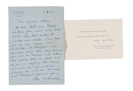  Oskar Kokoschka  (Pchlarn, 1886 - Montreux, 1980) : Lotto composto di 11 litografie e 4 documenti manoscritti autografi.  Olda Kokoschka  (1915 - Montreux, 2004)  - Asta Arte Antica, Moderna e Contemporanea - PARTE II - Libreria Antiquaria Gonnelli - Casa d'Aste - Gonnelli Casa d'Aste