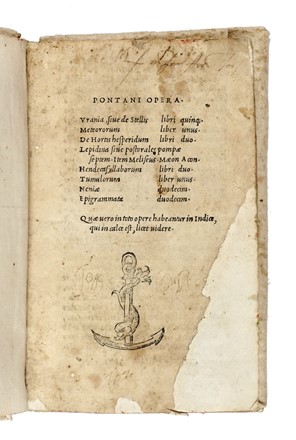  Pontano Giovanni Gioviano : Opera. Urania, sive de stellis libri quinque. Meteororum liber unus...  - Asta Libri a stampa dal XVI al XX secolo [ASTA A TEMPO - PARTE II] - Libreria Antiquaria Gonnelli - Casa d'Aste - Gonnelli Casa d'Aste