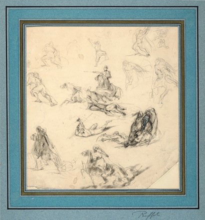  Autori vari : Lotto composto di 13 disegni francesi.  Achille Deveria  (Parigi, 1800 - 1857), Henry Gerbault  (Parigi, 1863 - Roscoff, 1930), Eugène Carrière  (Gourney-Sur-Marne, 1849 - Parigi, 1906), Sigismond Ferdinand Bach  (Stoccarda, 1859 - Compiègne, 1952)  - Asta Arte Moderna e Contemporanea [ASTA A TEMPO - PARTE II] - Libreria Antiquaria Gonnelli - Casa d'Aste - Gonnelli Casa d'Aste