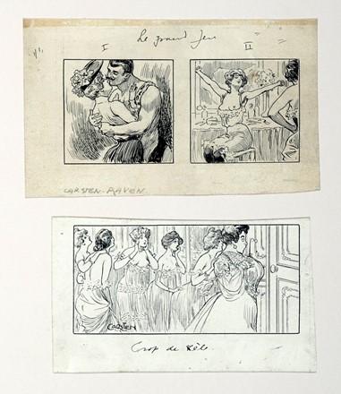  Autori vari : Lotto composto di 13 disegni francesi.  Achille Deveria  (Parigi, 1800 - 1857), Henry Gerbault  (Parigi, 1863 - Roscoff, 1930), Eugène Carrière  (Gourney-Sur-Marne, 1849 - Parigi, 1906), Sigismond Ferdinand Bach  (Stoccarda, 1859 - Compiègne, 1952)  - Asta Arte Moderna e Contemporanea [ASTA A TEMPO - PARTE II] - Libreria Antiquaria Gonnelli - Casa d'Aste - Gonnelli Casa d'Aste