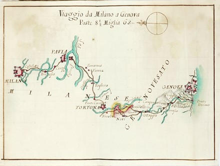 Viaggi d'Italia i pi frequentati, e particolarmente da chi viaggia per le Poste, le quali si distinguano dalla presente figura.  - Asta Autografi e manoscritti, Futurismo, libri del Novecento e libri d'artista [Parte I] - Libreria Antiquaria Gonnelli - Casa d'Aste - Gonnelli Casa d'Aste
