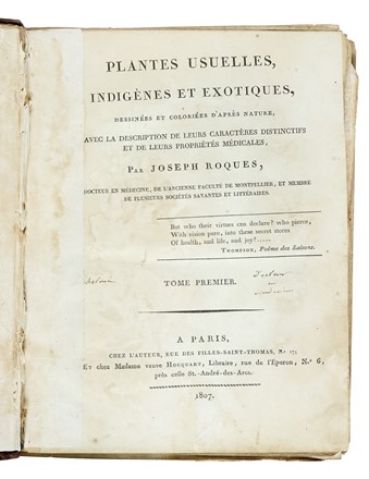  Roques Joseph : Plantes usuelles, indig�nes et exotiques. Tome premier (-seconde). Botanica, Figurato, Letteratura francese, Scienze tecniche e matematiche, Scienze naturali, Collezionismo e Bibliografia, Letteratura  - Auction Books from XV to XIX Century [II Part] - Libreria Antiquaria Gonnelli - Casa d'Aste - Gonnelli Casa d'Aste