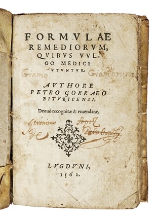 Lotto composto di 3 opere di medicina del XVI secolo. Medicina  Giovanni Rondelet, Alexandre De Tralles, Petrus Gorraeus  - Auction Libri a stampa dal XVI al XX secolo [ASTA A TEMPO - PARTE II] - Libreria Antiquaria Gonnelli - Casa d'Aste - Gonnelli Casa d'Aste