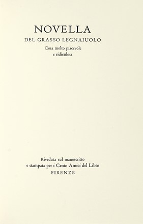 Novella del grasso legnaiuolo, cosa molto piacevole e ridiculosa a cura di Gianfranco Folena.  Italo Zetti  (Firenze, 1913 - Casore del Monte, 1978)  - Asta Autografi e manoscritti, Futurismo, libri del Novecento e libri d'artista [Parte I] - Libreria Antiquaria Gonnelli - Casa d'Aste - Gonnelli Casa d'Aste