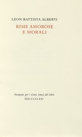  Alberti Leon Battista : Rime amorose e morali. Libro d'Artista, Bodoni, Collezionismo e Bibliografia, Collezionismo e Bibliografia  Pietro Annigoni  (Milano, 1910 - Firenze, 1988)  - Auction Autographs and manuscripts, Futurism, Modern editions and Art books [I PART] - Libreria Antiquaria Gonnelli - Casa d'Aste - Gonnelli Casa d'Aste