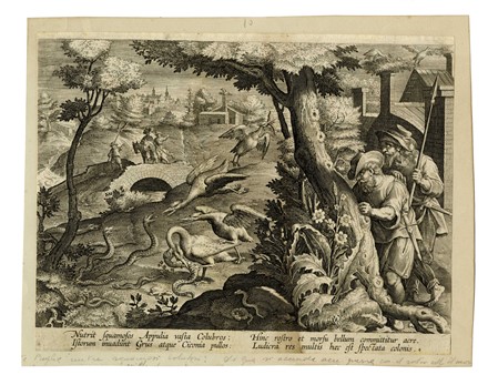  Jan Van der Straet (detto Stradano)  (Bruges, 1523 - Firenze, 1605) [da] : Cinque tavole da Venationes Ferarum, Avium, Piscium. Pugnae Bestiariorum: & mutuae Bestiarum,...  - Asta Arte antica, Orientalia e Cartografia [ASTA A TEMPO - PARTE I] - Libreria Antiquaria Gonnelli - Casa d'Aste - Gonnelli Casa d'Aste