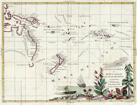  Antonio Zatta  (Venezia, 1757 - 1797) : Il Chili lo Stretto Magellanico coll'Isola della Terra del Fuoco / Nuova Guinea e Nuova Galles ed isole adiacenti.  - Asta Arte antica, Orientalia e Cartografia [ASTA A TEMPO - PARTE I] - Libreria Antiquaria Gonnelli - Casa d'Aste - Gonnelli Casa d'Aste