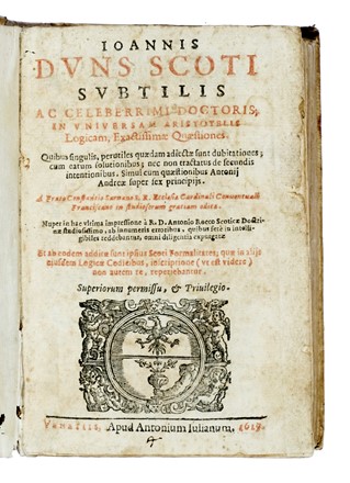  Aristoteles : Trattato dei governi [...] tradotto di greco in lingua vulgare firentina (sic)...  Ioannes Duns Scotus  - Asta Libri a stampa dal XVI al XX secolo [ASTA A TEMPO - PARTE II] - Libreria Antiquaria Gonnelli - Casa d'Aste - Gonnelli Casa d'Aste
