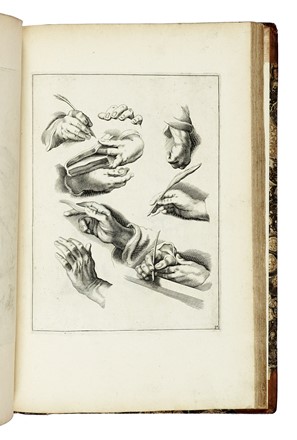  Bloemaert Abraham : Eerste beginselen der teken-kunst, vervattende in haar veelerlei oogen, neusen, monden, ooren, als meede natuurlyke beweegingen van hoofden, troniën, handen, voeten, armen, beenen, enz. Arte  - Auction Books from XV to XIX Century [II Part] - Libreria Antiquaria Gonnelli - Casa d'Aste - Gonnelli Casa d'Aste