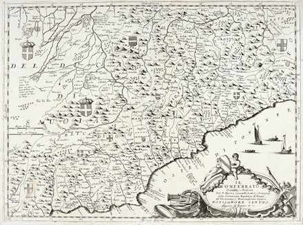  Vincenzo Maria Coronelli  (Venezia, 1650 - 1718) : Parte Settentrionale del Monferrato... / Il Monferrato, Descritto, e Dedicato Dal P. Maestro Coronelli, Lettore, e Cosmografo della Serenissima Repubblica di Venetia, All'Illustrissimo e Reverendissimo Signore Monsignore Sanudo, Vescovo di Treviso...  - Auction Ancient Art, Orientalia and Maps [TIMED AUCTION - FIRST PART] - Libreria Antiquaria Gonnelli - Casa d'Aste - Gonnelli Casa d'Aste