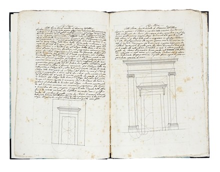 Delle aperture che si cavano nelle mura per passaggio tanto delle persone quanto, che dell?aria, e della luce dette comunemente porte e finestre; le quali devon restar sempre tra gli intercolonni. Architettura  - Auction Autographs and manuscripts, Futurism, Modern editions and Art books [I PART] - Libreria Antiquaria Gonnelli - Casa d'Aste - Gonnelli Casa d'Aste