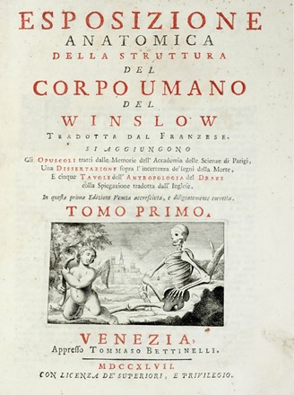  Winslow Jacques Bénigne : Esposizione anatomica della struttura del corpo umano [...] Tomo primo (-secondo).  - Asta Libri a stampa dal XV al XIX secolo [Parte II] - Libreria Antiquaria Gonnelli - Casa d'Aste - Gonnelli Casa d'Aste