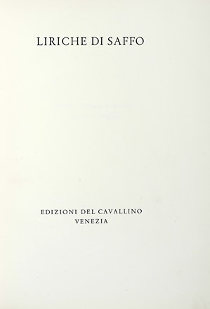  Sappho : Liriche.  Massimo Campigli  (Berlino, 1895 - Saint-Tropez, 1971)  - Asta Autografi e manoscritti, Futurismo, libri del Novecento e libri d'artista [Parte I] - Libreria Antiquaria Gonnelli - Casa d'Aste - Gonnelli Casa d'Aste