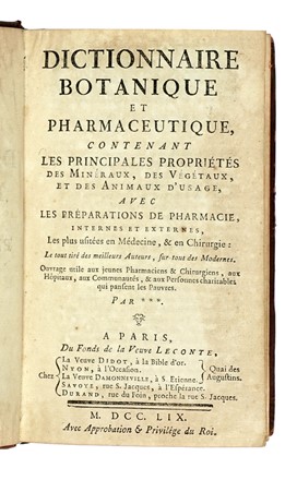  Capello Giovanni Battista : Lessico farmaceutico-chimico contenente li rimedj piu usati d'oggidi. Medicina, Chimica, Farmacologia, Scienze tecniche e matematiche, Medicina  Nicolas Alexandre  - Auction Books from XV to XIX Century [II Part] - Libreria Antiquaria Gonnelli - Casa d'Aste - Gonnelli Casa d'Aste