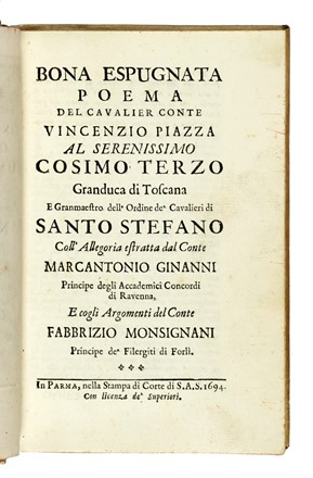  Domenichi Lodovico : Detti et fatti de diversi signori et persone private. Classici, Storia, Letteratura, Storia, Diritto e Politica  Vincenzo Piazza  (1668 - 1745)  - Auction Books from XV to XIX Century [II Part] - Libreria Antiquaria Gonnelli - Casa d'Aste - Gonnelli Casa d'Aste