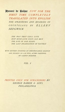  Balzac Honoré (de) : [Complete works] now for the first time completely translated into English [...] by G. Burnham Ives. Vol 1 (-53). Letteratura francese, Tipografi e Stampatori, Legatura, Letteratura, Collezionismo e Bibliografia, Collezionismo e Bibliografia  Ives Burnham  - Auction Books from XV to XIX Century [II Part] - Libreria Antiquaria Gonnelli - Casa d'Aste - Gonnelli Casa d'Aste