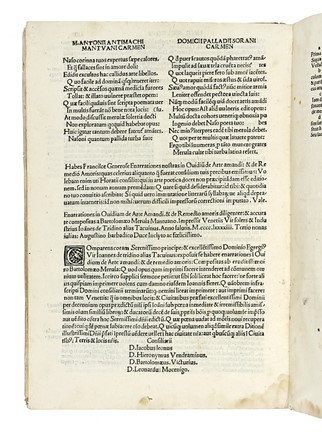  Ovidius Naso Publius : De arte amandi et de remedio amoris cum comento. Incunabolo, Classici, Collezionismo e Bibliografia, Letteratura  Bartolomeo Merula  - Auction Books from XV to XIX Century [II Part] - Libreria Antiquaria Gonnelli - Casa d'Aste - Gonnelli Casa d'Aste